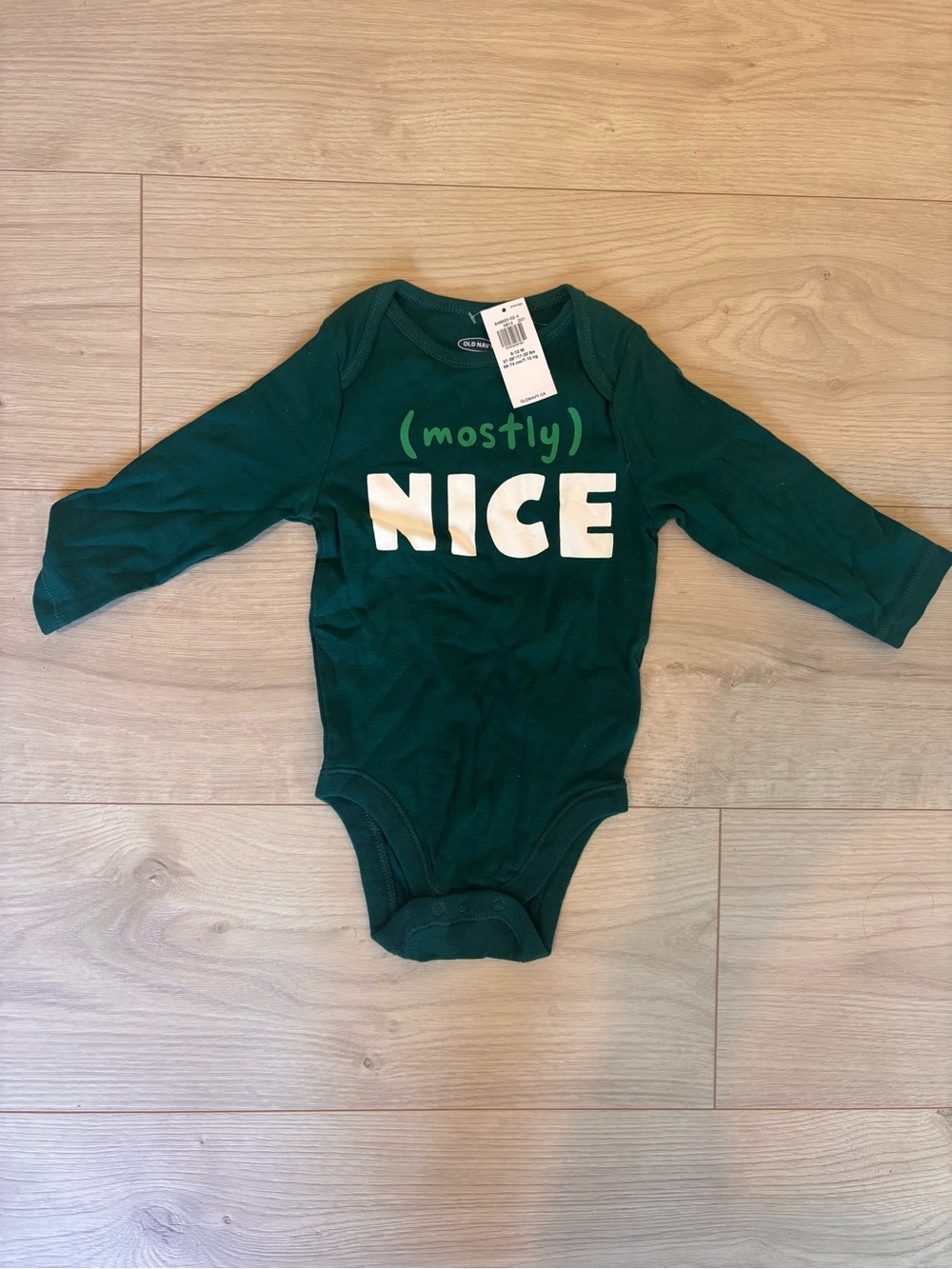 ‘(mostly) Nice’ Dark Green Baby One-Piece Bodysuit - Old Navy